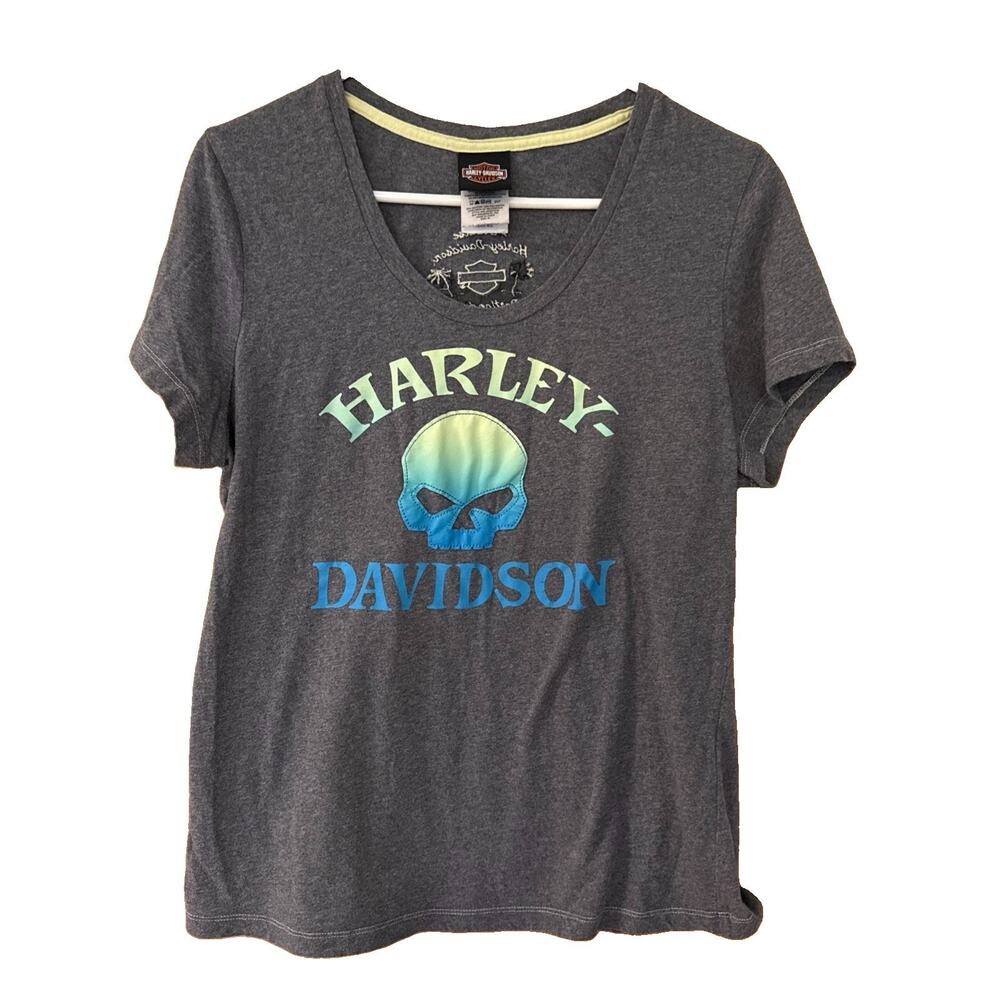 Women's XL Harley Davidson Skull T-Shirt Round Neck